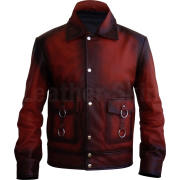 Men Distressed Tan Red Leather Jacket - Jacket - coats - $199.99 