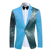 Men's 2-Piece Suit Casual 1 Button Slim Fit Prom Suit Stylish Sequin - Suits - $55.99 