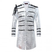 Mens 2-Piece Suit Fashion Sequin Party Prom Dinner Blazer Tuxedo Jacket Trousers - Suits - $75.99 