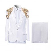 Mens 2-Piece Suits Shawl Lapel 1 Button Wedding Blazer Dinner Jacket and Pants - Suits - $49.99 