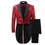 Mens 2 Piece Tuxedo Classic Dress Suit Dinner Red Blazer Jacket Black Pants - Suits - $69.99 