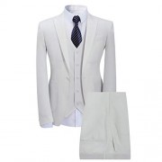 Mens 3 Piece Elegant Suit Set Dress 1 Button Dinner Blazer Tux Jacket Vest Pants - Marynarki - $89.99  ~ 77.29€