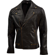 Mens Black Quilted Biker Leather Jacket - Jacket - coats - $248.00 