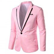 Mens Casual Slim Fit Suit Jacket 1 Button Daily Blazer Business Sport Coat Tops - Koszule - krótkie - $29.99  ~ 25.76€