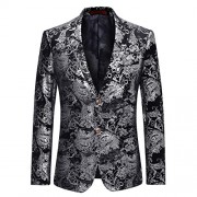 Men's Dress Floral Suit Notched Lapel Slim Fit Stylish Blazer Dress Suit - Hemden - kurz - $59.99  ~ 51.52€