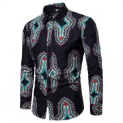 Mens Fashion Casual Button Down Slim Fit Printed Long Sleeve Dress Shirt - Koszule - krótkie - $19.99  ~ 17.17€
