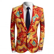 Men's Fashion Casual Print One Button Suit Jacket Blazer - Koszule - krótkie - $66.99  ~ 57.54€
