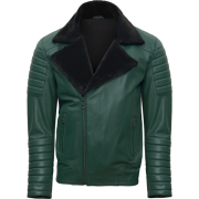 Mens Fleece Lined Green Leather Jacket - Jacket - coats - $272.00 