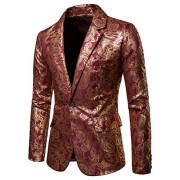 Mens Floral Blazer 1 Button Paisley Party Dinner Wedding Dress Suit Jacket - Shirts - $39.99  ~ £30.39