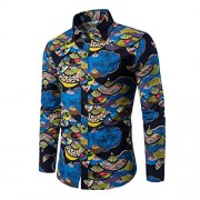 Mens Paisley Shirt Long Sleeve Floral Shirt Button Down Casual Slim Fit - Shirts - $21.99 