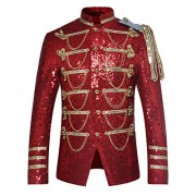 Mens Party Coats Slim Fit Sequin Blazer Single Breasted Prom Vintage Suit Jacket - Shirts - $40.99  ~ £31.15