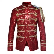 Mens Party Coats Slim Fit Sequin Blazer Single Breasted Prom Vintage Suit Jacket - Shirts - $40.99 