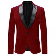 Men's Peaked Lapel 1 Button Dinner Jacket Wedding Blazer Prom Tuxedo - Suits - $48.99 