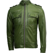 Mens Racer Green Moto Leather Jacket - Jacket - coats - $236.00 