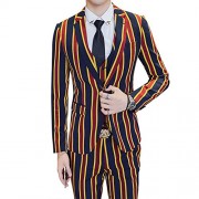 Mens Stripe Center Vent 1 Button 3-Piece Suit Blazer Jacket Tux Vest Trousers - Suits - $79.99 