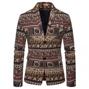 Mens Suit Jacket Floral Printed Two Button Casual Blazer Sports Coat - Srajce - kratke - $39.99  ~ 34.35€
