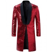 Men's Tuxedo Single-Breasted Party Show Suit Sequins Punk Jacket Blazer - Sakoi - $82.99  ~ 71.28€
