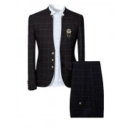Mens Unique Slim Fit Checked Suits 2 Piece Vintage Jacket and Trousers - Suits - $85.99 