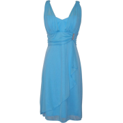 Mesh Wrap Dress Rhinestone Pin Prom Party Formal Bridesmaid Gown Turquoise - Dresses - $64.99 
