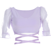 Mesh Puff Sleeve Purple T-Shirt - Košulje - kratke - $19.99  ~ 126,99kn