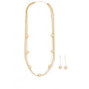 Metallic Ball Layered Necklace and Stick Earrings - Earrings - $6.99 