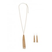Metallic Chain Tassel Necklace with Matching Earrings - Naušnice - $5.99  ~ 38,05kn