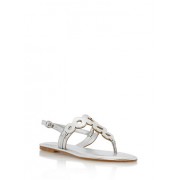 Metallic Circle Thong Sandals - Sandals - $12.99 