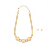 Metallic Cord Rhinestone Necklace with Stud Earrings - Uhani - $5.99  ~ 5.14€