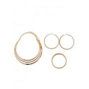 Metallic Rhinestone Collar Necklace with Bracelets and Hoop Earrings - Braccioletti - $7.99  ~ 6.86€