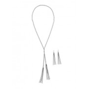 Metallic Rope Tassel Necklace and Earrings - Earrings - $5.99 