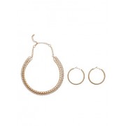 Metallic Spiral Rhinestone Necklace and Earrings - Earrings - $6.99 