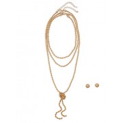 Metallic Twist Necklaces with Stud Earrings - Brincos - $5.99  ~ 5.14€