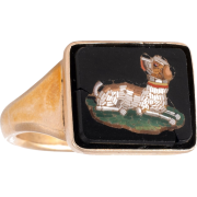 Micromosaic Dog Ring Italy late 19th cen - Anelli - 