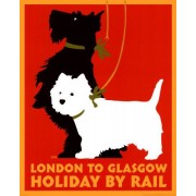Midcentury British train travel poster - Иллюстрации - 