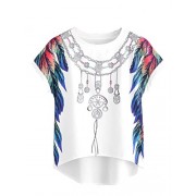 Milumia Women's Boho Print Batwing Sleeve Top High Low Chiffon Blouse - Shirts - $11.99 