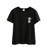 Milumia Women's Pineapple Print Short Sleeve Tee Shirt - 半袖シャツ・ブラウス - $13.99  ~ ¥1,575
