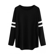 Milumia Women's Varsity Striped Sports Long Sleeve Baseball Tee Shirt Top - Shirts - $11.99 