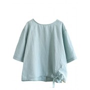 Minibee Women's Cotton Linen Blouse Loose Tunics Tops Shirt - Tuniche - $19.99  ~ 17.17€