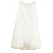 Minibee Women's Cotton Linen Sleeveless Hot Tops Swing Vest Dress With pockets - Dresses - $40.00 