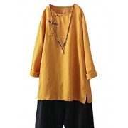 Minibee Women's Solid Color Linen Shirts Chinese Frog Button Tops Blouse Tunic Fit US XS-L - Košulje - kratke - $29.99  ~ 190,51kn