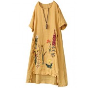 Minibee Women's Summer A-Line Embroidered Linen Dress Hi Low Tunic Fit US 6-16 - Košulje - kratke - $39.99  ~ 254,04kn