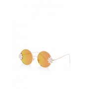 Mirrored Round Rhinestone Sunglasses - Sunglasses - $5.99 