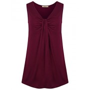 Miusey Womens Sleeveless V Neck Twist Knot Pleated Front Tank Tops - Camicie (corte) - $49.99  ~ 42.94€