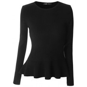 Mooncolour Women's Long Sleeve Knitted Fitted Peplum Tunic Top - Koszule - długie - $17.79  ~ 15.28€