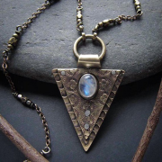 Moonstone Pendant Brass Necklace - Подвески - $76.85  ~ 66.01€