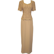 Mother Of The Bride Beaded Short Sleeve Chiffon Formal Wedding Party Gown MOB Dress Gold - Dresses - $129.99 