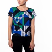 Multi Color Geometric Print Graphic Tee - My photos - $46.00 