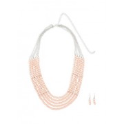 Multi Layer Beaded Necklace with Matching Earrings - Earrings - $6.99 