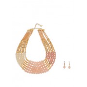 Multi Row Beaded Necklace with Matching Earrings - Brincos - $8.99  ~ 7.72€