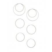 Multi Size Textured Hoop Earrings Set - Brincos - $4.99  ~ 4.29€
